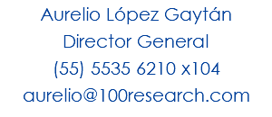 Aurelio López Gaytán Director General (55) 5535 6210 x104 aurelio@100research.com